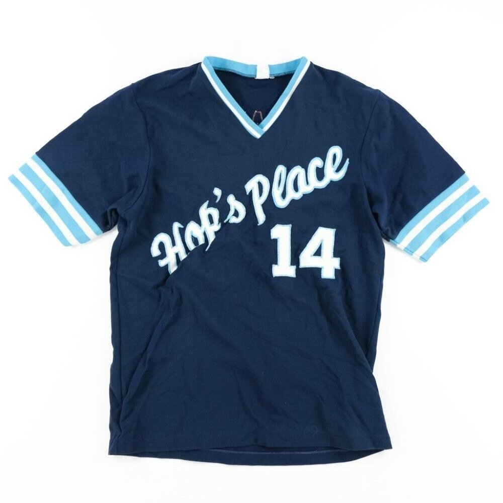 VTG 80s V-Neck Jersey Hop's Place Contractors Sz. SM Embroidered Hockey Jersey